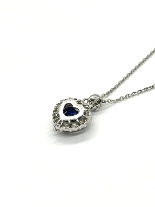 NO BRAND Heart Sapphire Diamond Necklace