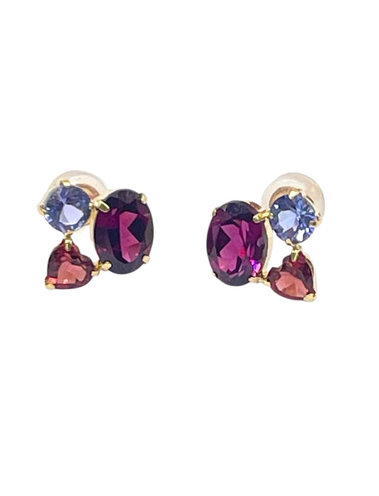 NO BRAND 3P Shape Multicolor Stud Earrings