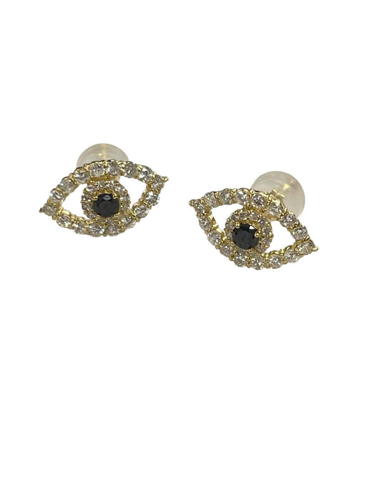 NO BRAND Evil Eye Black & White Diamond Stud Earrings