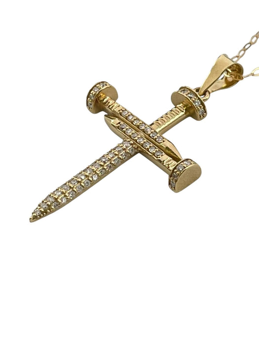 NO BRAND Cross Nail Diamond Necklace