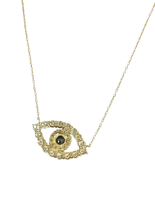 NO BRAND Evil Eye Black & White Diamond Necklace