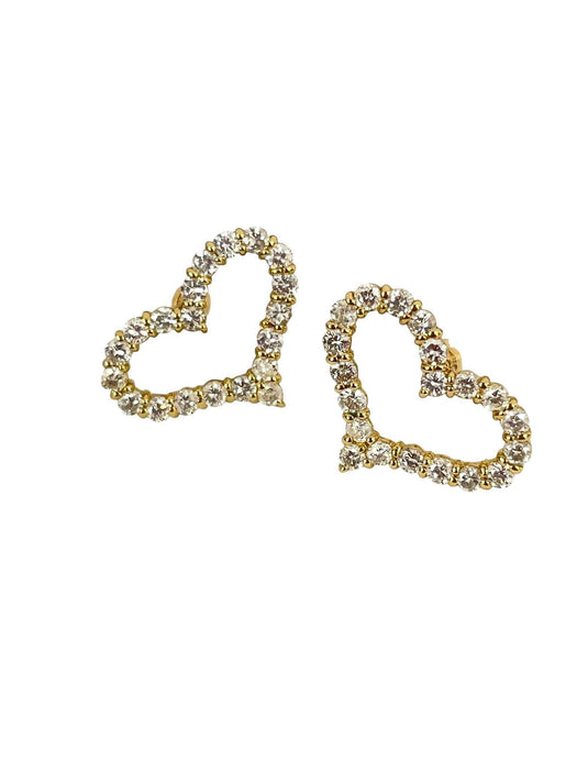 NO BRAND Open Heart Diamond Stud Earrings