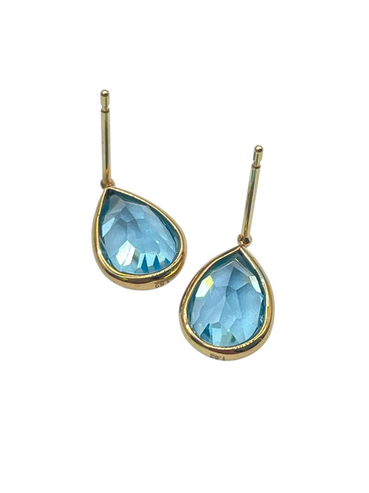 NO BRAND Blue Topaz Pear Shape Stud Earrings