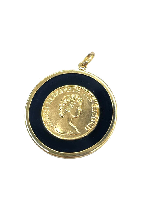 NO BRAND Queen Elizabeth Onyx Coin Top Pendant