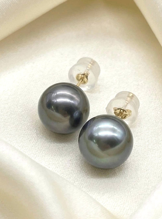 NO BRAND Tahiti Ocean Blue Pearl Stud Earrings