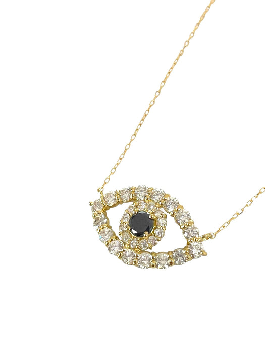 NO BRAND Evil Eye Black & White Diamond Necklace