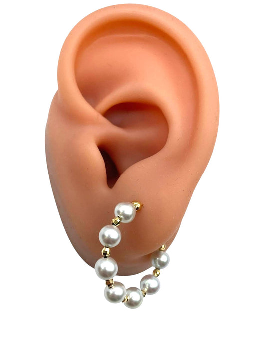 NO BRAND Akoya Natural Blue Hoop Earrings