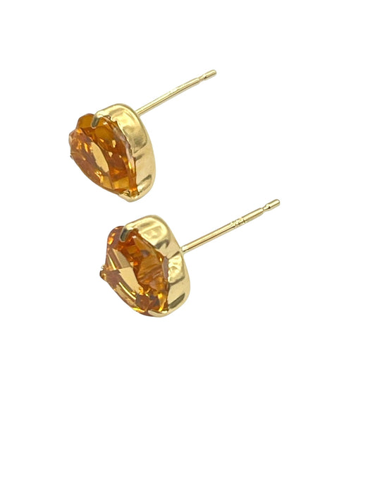 NO BRAND Citrine Heart Stud Earrings