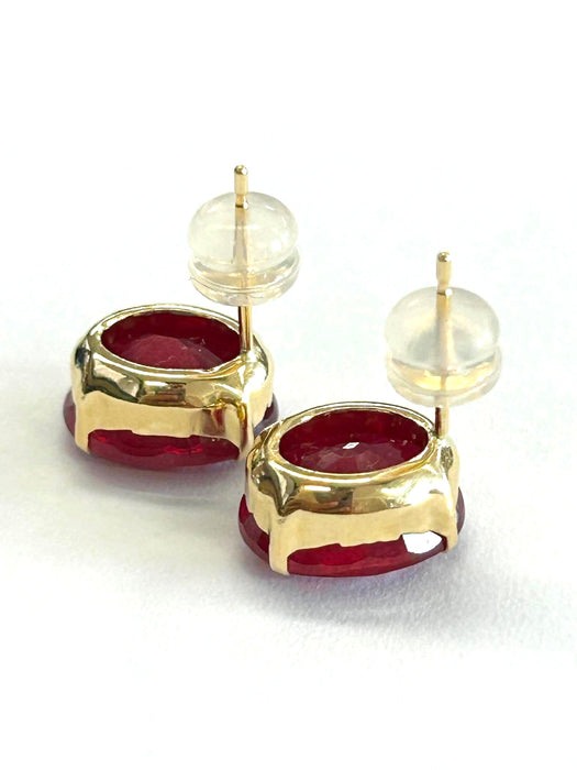 NO BRAND Ruby Impregnated Stud Earrings