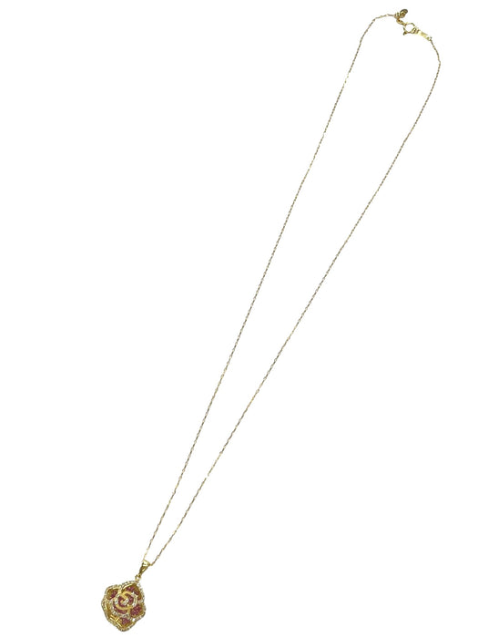NO BRAND Camelia Pink Sapphire & Diamond Necklace