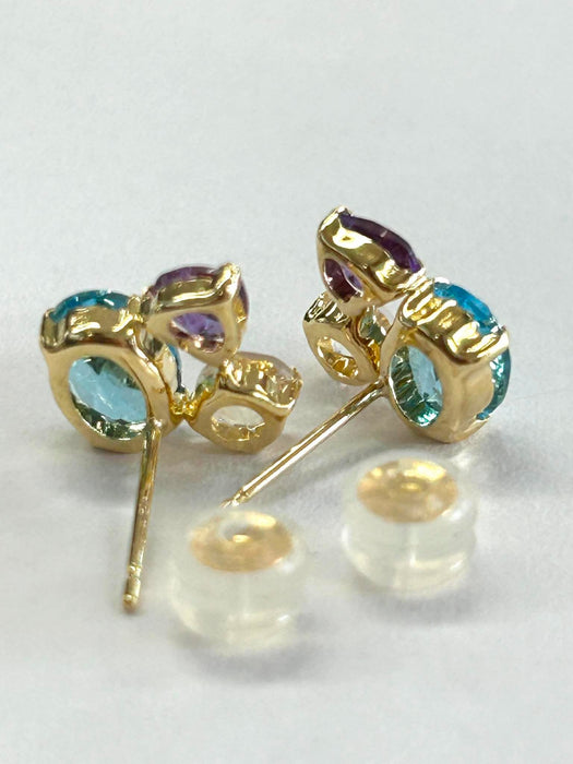 NO BRAND 3P Stone Stud Earrings