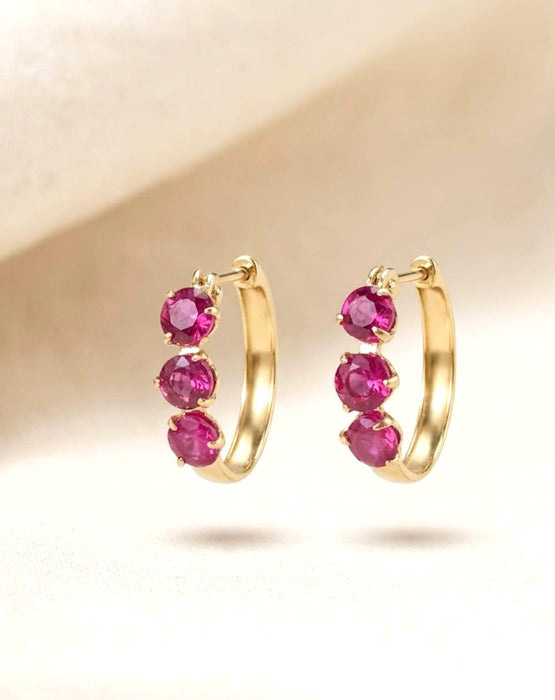 NO BRAND Ruby Hoop Earrings