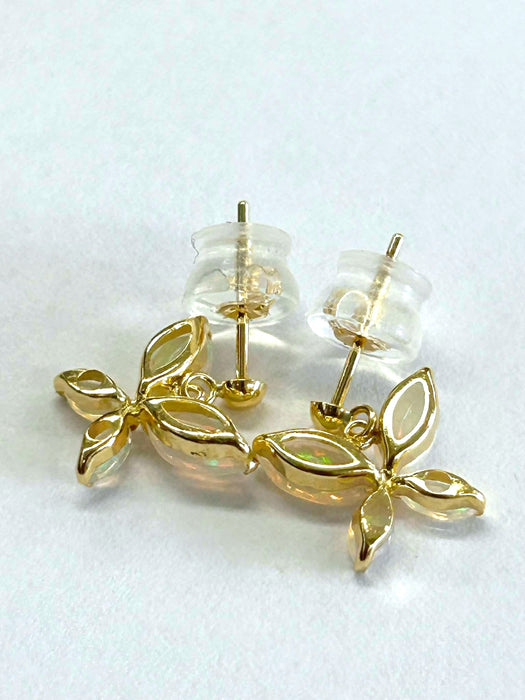 NO BRAND Butterfly White Opal Dangling Earrings