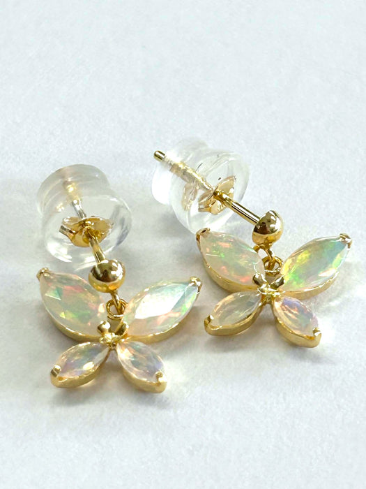 NO BRAND Butterfly White Opal Dangling Earrings