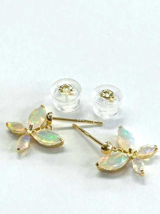 NO BRAND Butterfly White Opal Dangling Earrings