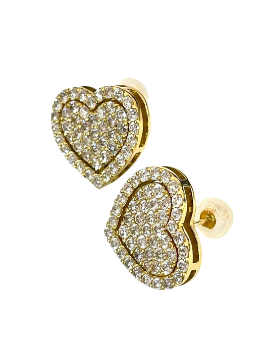 NO BRAND Heart Cluster Diamond Stud Earrings