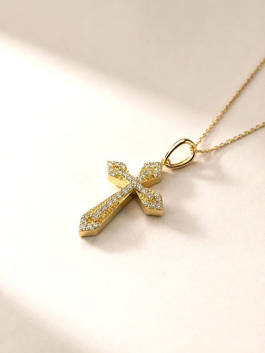 NO BRAND Cross Diamond Necklace