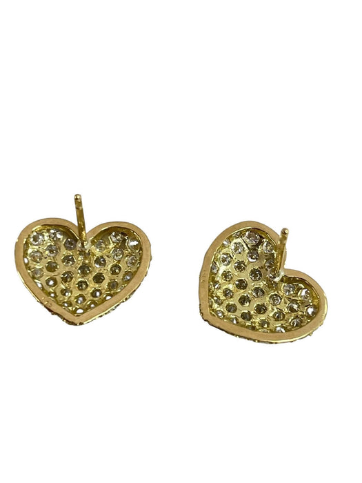 NO BRAND Heart Cluster Diamond Stud Earrings