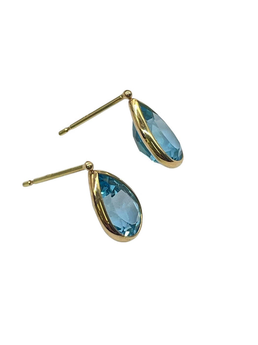 NO BRAND Blue Topaz Pear Shape Stud Earrings