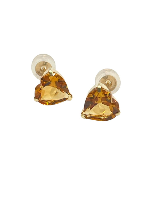 NO BRAND Citrine Heart Stud Earrings