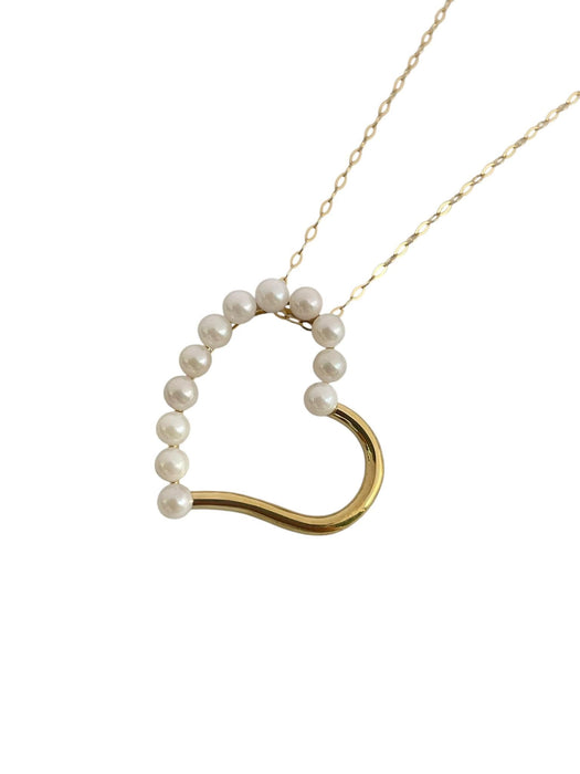 NO BRAND Heart Akoya Pearl Necklace