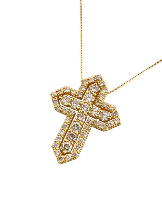 NO BRAND Dual Cross Diamond Necklace