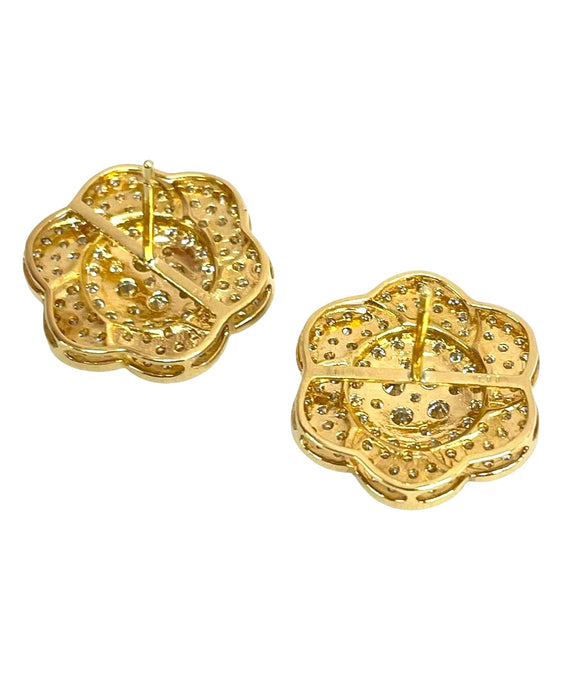 NO BRAND Floral Cluster Diamond Stud Earrings
