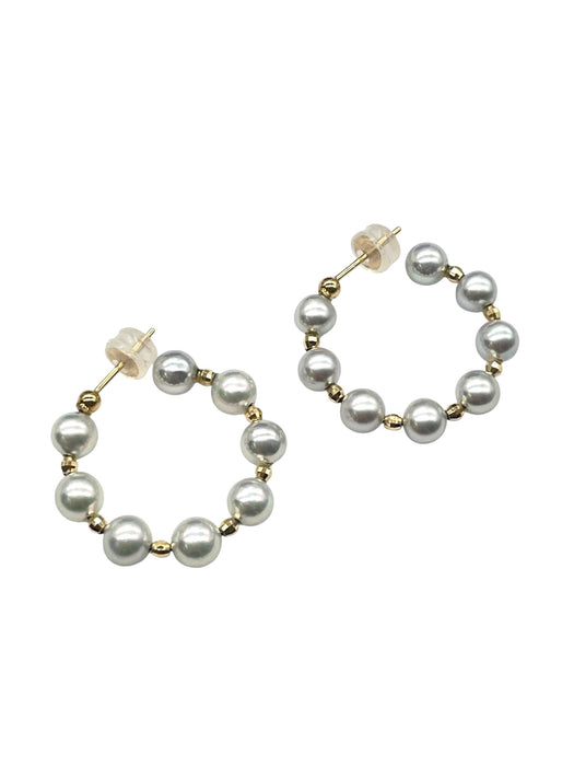 NO BRAND Akoya Natural Blue Hoop Earrings