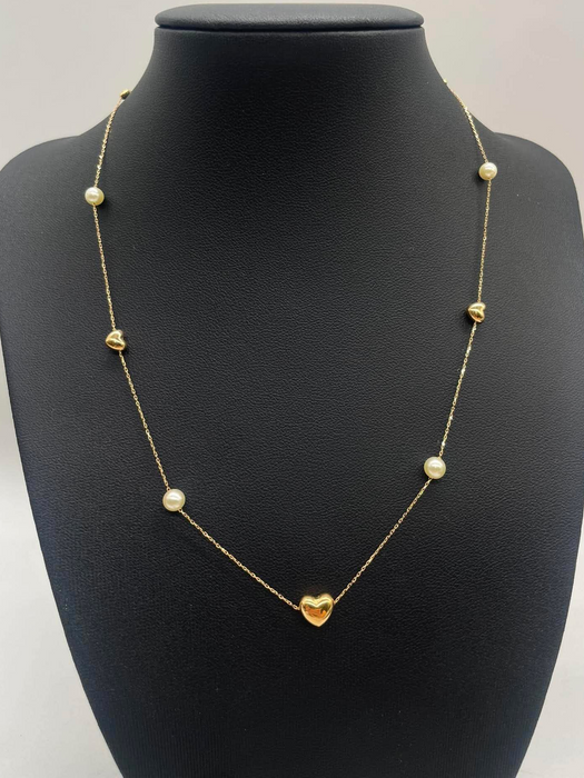 NO BRAND Heart Akoya Station Necklace