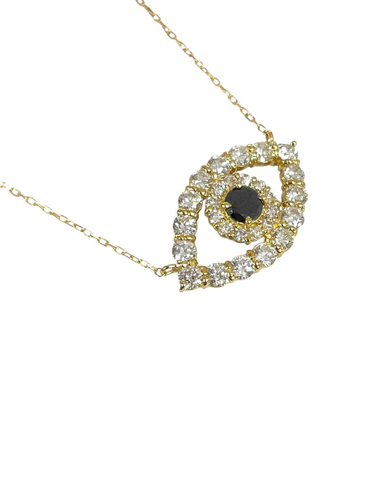 NO BRAND Evil Eye Black & White Diamond Necklace