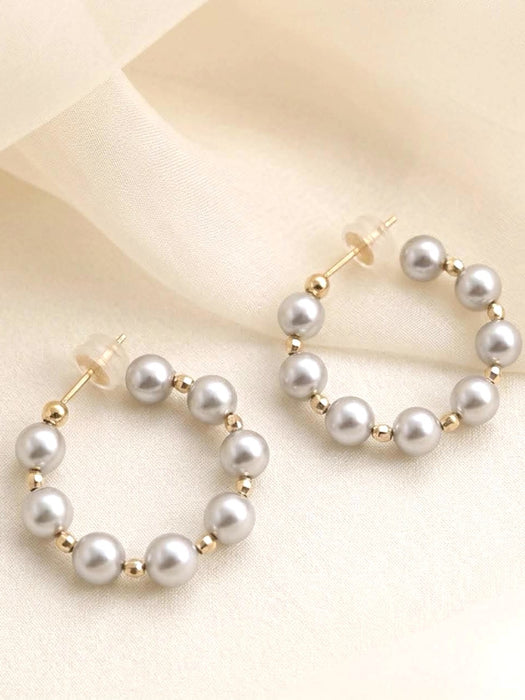NO BRAND Akoya Natural Blue Hoop Earrings