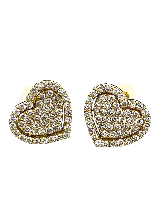 NO BRAND Heart Cluster Diamond Stud Earrings