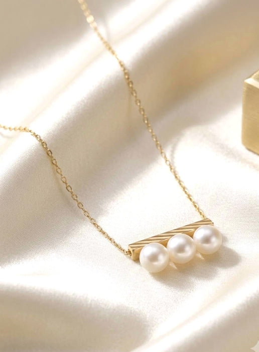 NO BRAND Akoya 3P Pearl Necklace