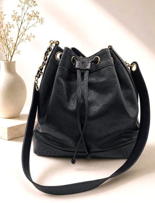 CHANEL Triple CC Caviar Bucket Shoulder Bag