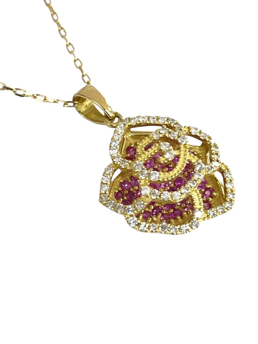 NO BRAND Camelia Pink Sapphire & Diamond Necklace