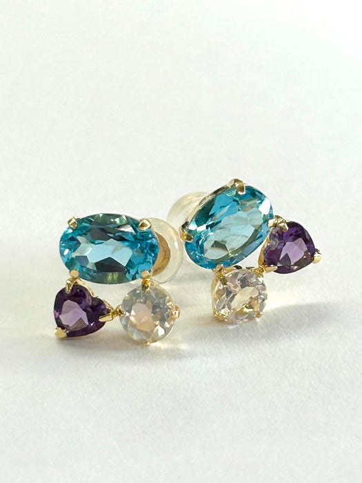 NO BRAND 3P Stone Stud Earrings