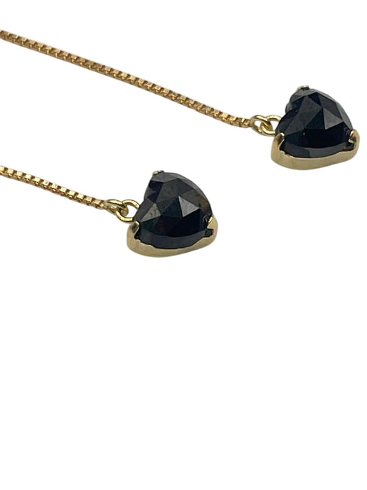 NO BRAND Heart Black Diamond Dangling Earrings