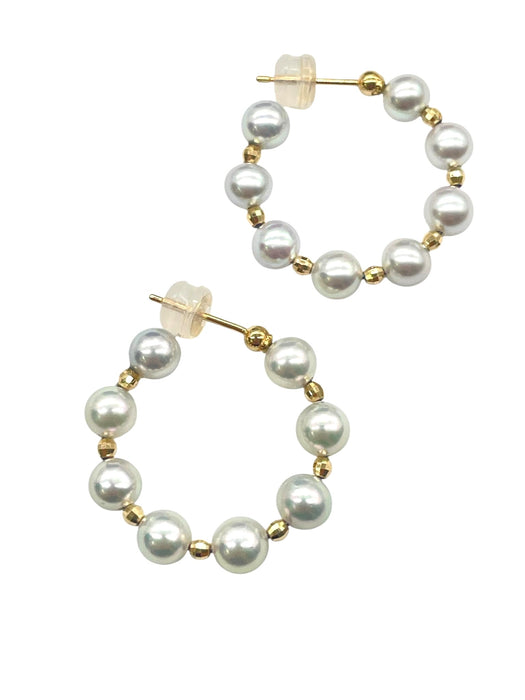 NO BRAND Akoya Natural Blue Hoop Earrings