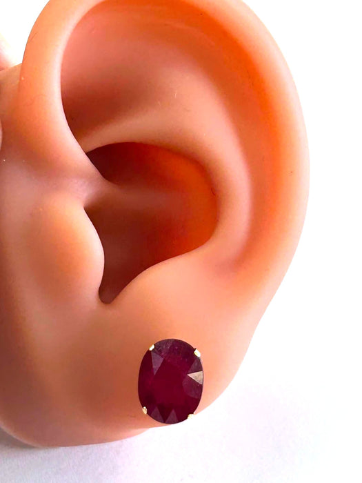 NO BRAND Ruby Impregnated Stud Earrings