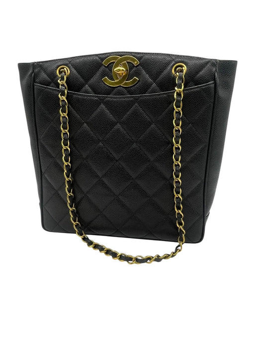 CHANEL CC Quilted Caviar Turn Lock Tote Bag