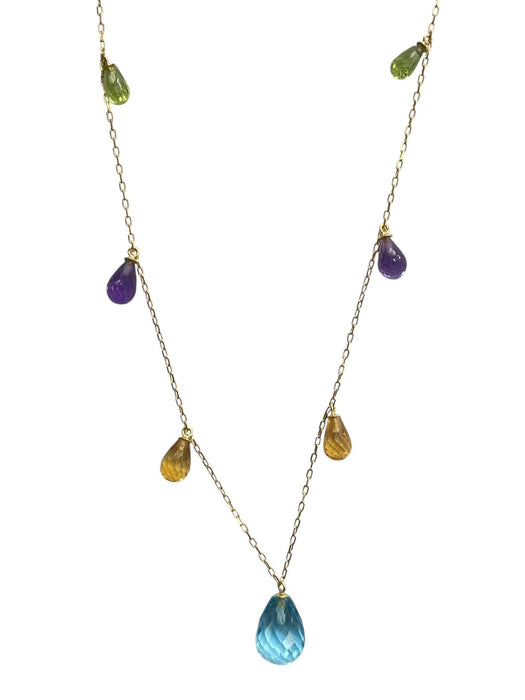 NO BRAND Multicolor Pear Shape Station Necklace