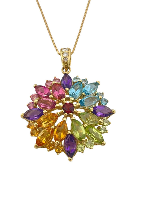 NO BRAND Multicolor Stone Diamond Necklace