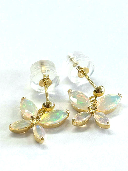 NO BRAND Butterfly White Opal Dangling Earrings