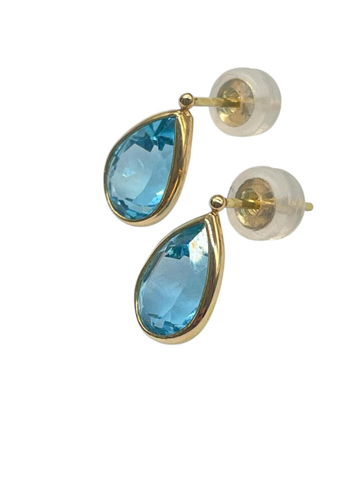 NO BRAND Blue Topaz Pear Shape Stud Earrings