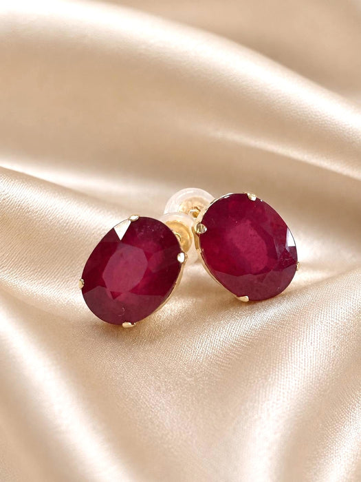 NO BRAND Ruby Impregnated Stud Earrings