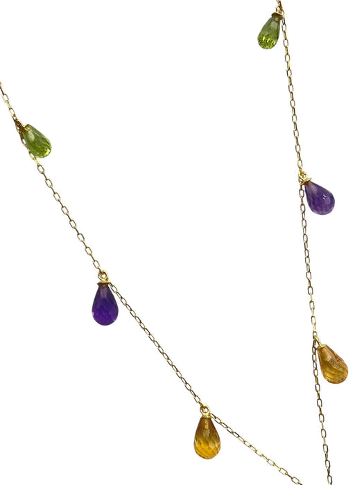 NO BRAND Multicolor Pear Shape Station Necklace