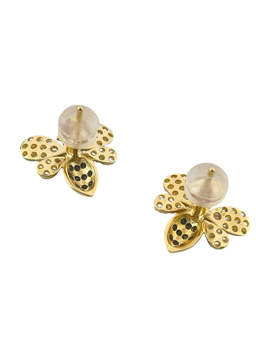 NO BRAND Bee Black & White Diamond Stud Earrings
