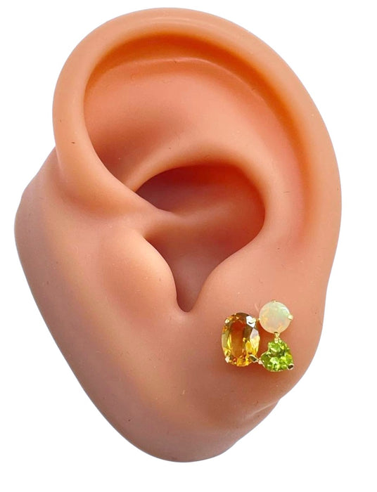 NO BRAND 3P Shape Multicolor Stud Earrings