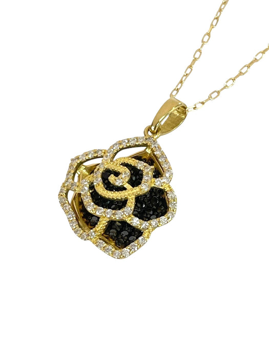 NO BRAND Camelia Black & White Diamond Necklace