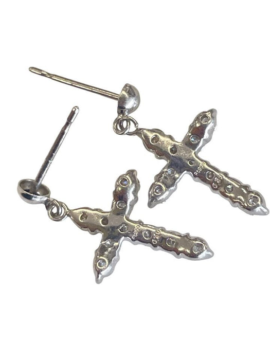 NO BRAND Cross Diamond Dangling Earrings
